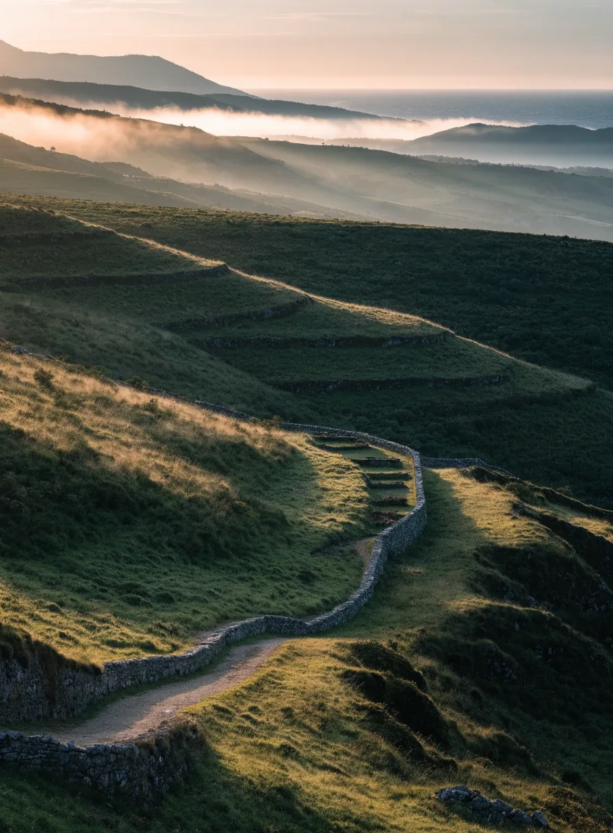 Paisaje español llano y seco bajo la luz baja de la mañana
